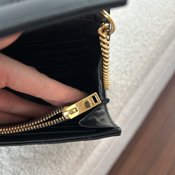 SOLD Saint Laurent YSL Monogram Large Wallet on Chain Grained Leather 100% Auth - Picture 13 of 14